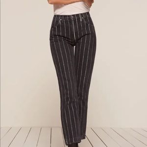 Reformation Roper Crop Straight Leg Black Jeans 28